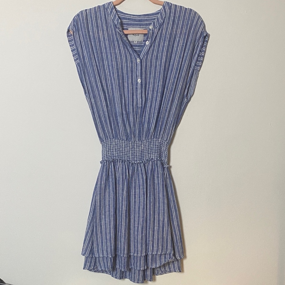 Rails Blue and White Striped Mini Dress - Smocked Waist